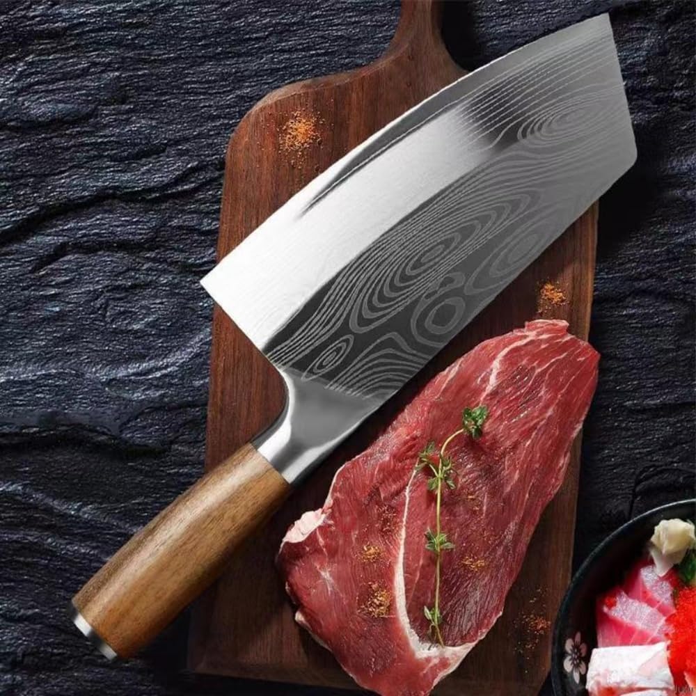 7Inch Meat Cleaver Vegetable Kitchen Knife Meat Cleaver Superior Class Stainless for Kitchen with gift box(German Steel Kitc