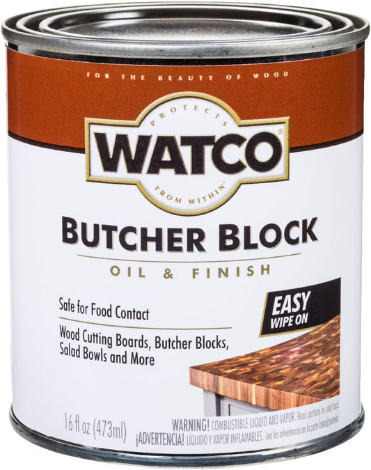 Butcher Block Clear Oil & Finish | Food Safe Wood Finish, Cutting Boards, Wood Conditioner, Easy Wipe-On Formula, Pint