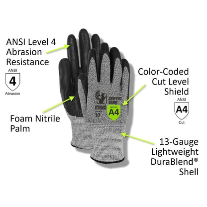 MAGID Griffin Gear ANSI A4 Liquid Repellent Nitrile Work Gloves , 12 Pairs, Size 9/Large, GPD452