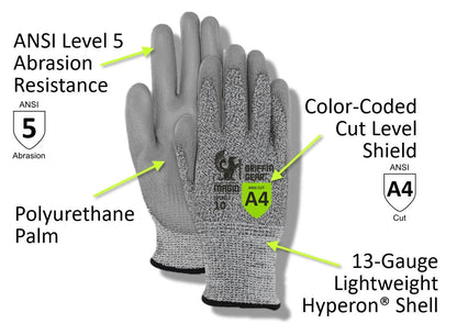 MAGID Griffin Gear ANSI A4 Liquid Repellent Nitrile Work Gloves , 12 Pairs, Size 9/Large, GPD452