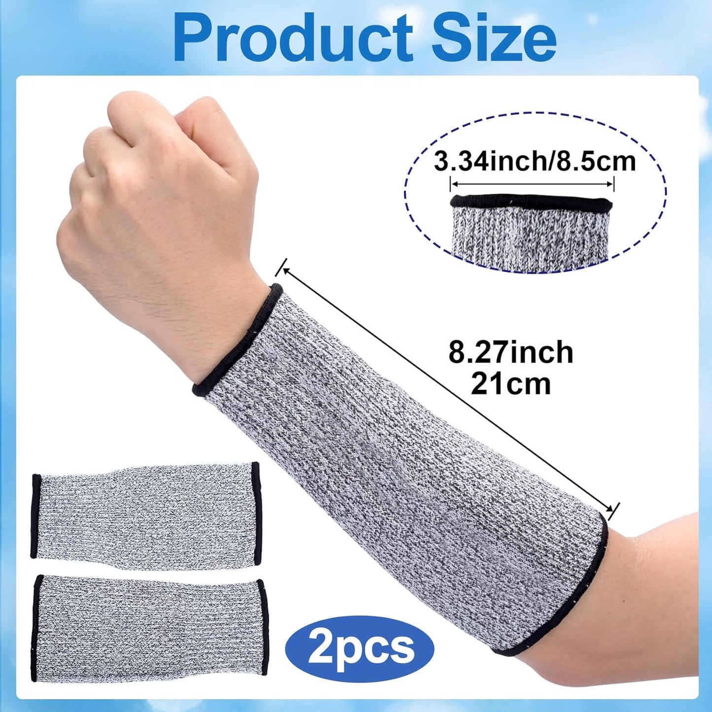 Cut Resistant Sleeves, Breathable Arm Protectors for Thin Skin, Elastic Bite Safety Reusable Protective Arm Guards Sleeves for Industrial Kitchen Garden- Grey