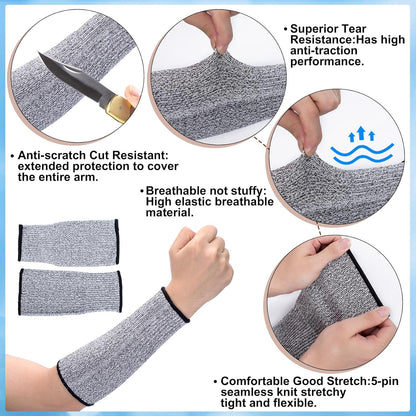Cut Resistant Sleeves, Breathable Arm Protectors for Thin Skin, Elastic Bite Safety Reusable Protective Arm Guards Sleeves for Industrial Kitchen Garden- Grey