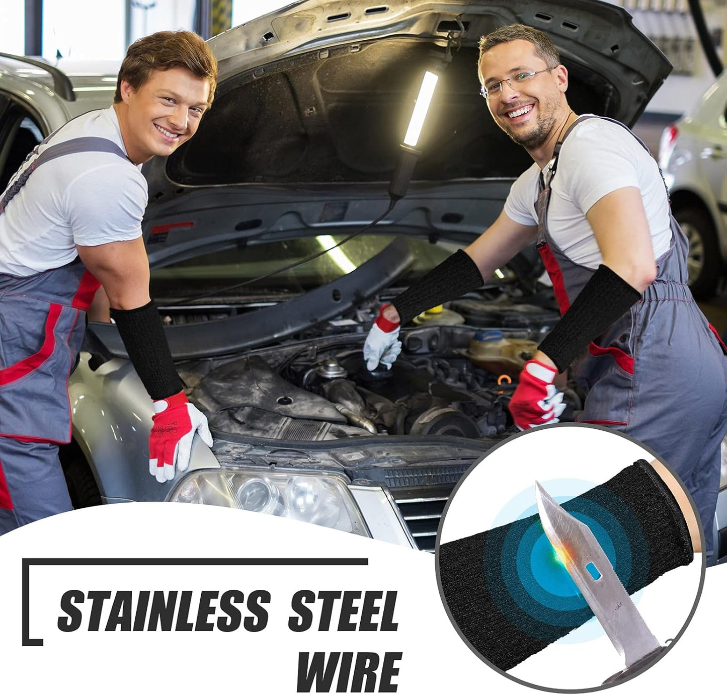 2 Pairs Cut Resistant Sleeves Level 5 Arm Protective Sleeve for Thin Skin and Bruising Gardening for Men Women(Black)