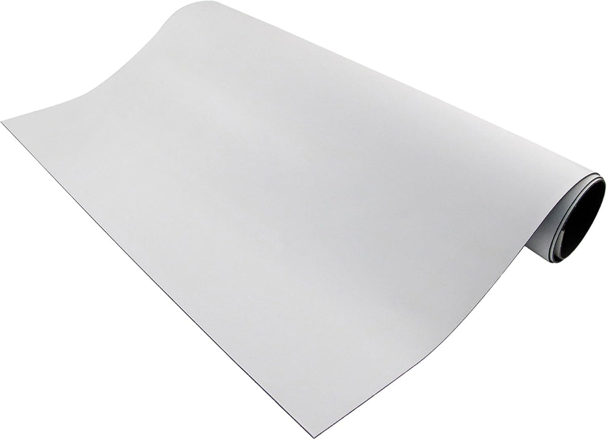 Flexible Magnetic Sheet - Non-Adhesive Magnet - Ideal for Car Signs - Strong DIY Magnets for Fridge, Dry Erase Board, Crafting - 24.5" L x 12" W - White Vinyl Front - 1-Pack