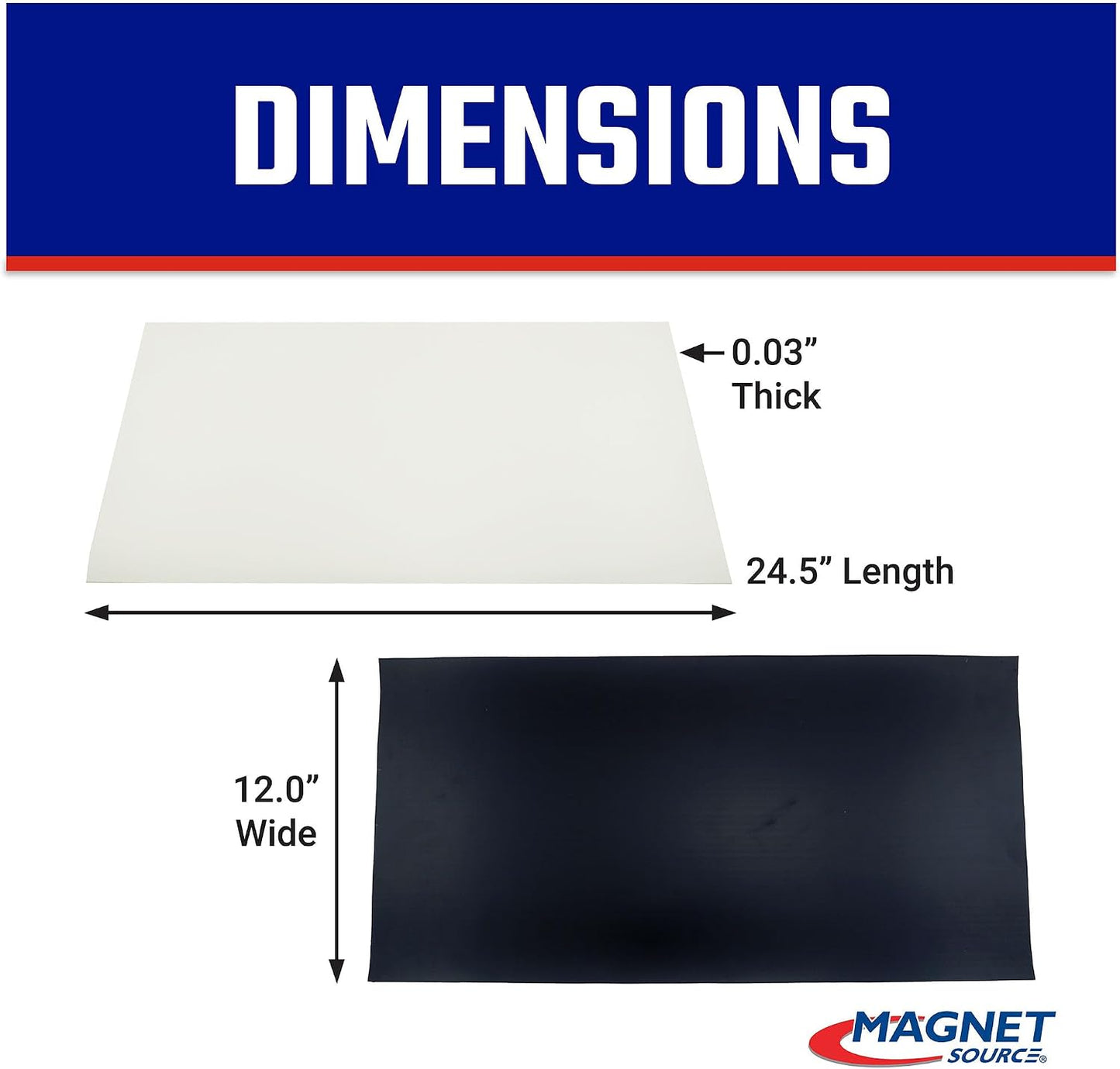 Flexible Magnetic Sheet - Non-Adhesive Magnet - Ideal for Car Signs - Strong DIY Magnets for Fridge, Dry Erase Board, Crafting - 24.5" L x 12" W - White Vinyl Front - 1-Pack