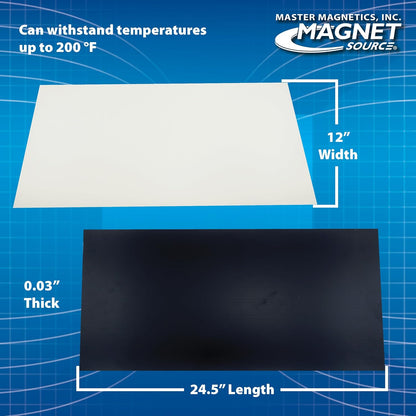 Flexible Magnetic Sheet - Non-Adhesive Magnet - Ideal for Car Signs - Strong DIY Magnets for Fridge, Dry Erase Board, Crafting - 24.5" L x 12" W - White Vinyl Front - 1-Pack
