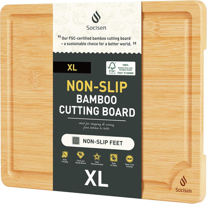 3 Packs Bamboo Cutting Board Set with Non Slip Feet Holder and Over Sink Nice Solid Thick Wood Juice Groove Chopping Board Extra Large Big Small Best Hardwood Kitchen Organic Vegetable Meat BBQ Kit