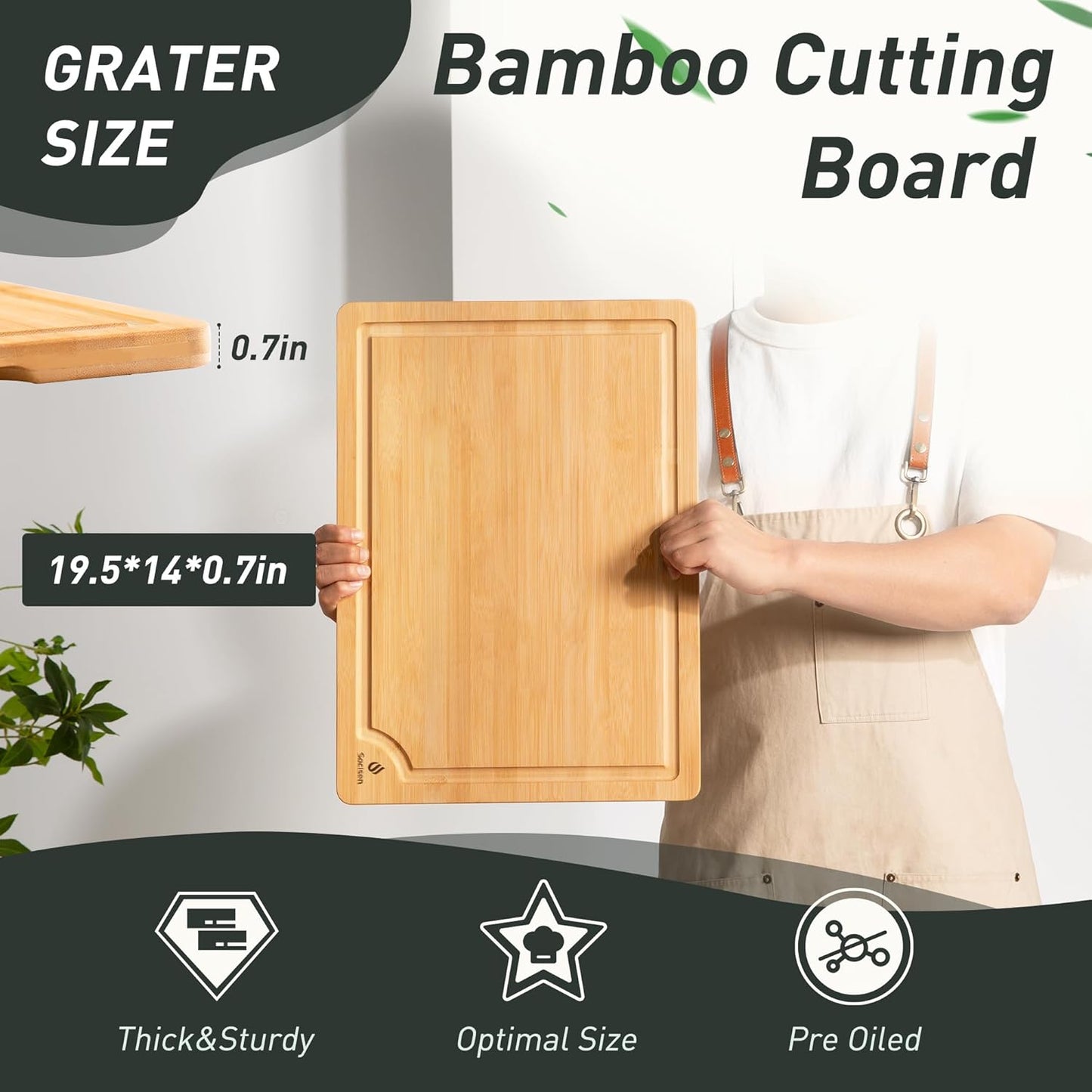 3 Packs Bamboo Cutting Board Set with Non Slip Feet Holder and Over Sink Nice Solid Thick Wood Juice Groove Chopping Board Extra Large Big Small Best Hardwood Kitchen Organic Vegetable Meat BBQ Kit