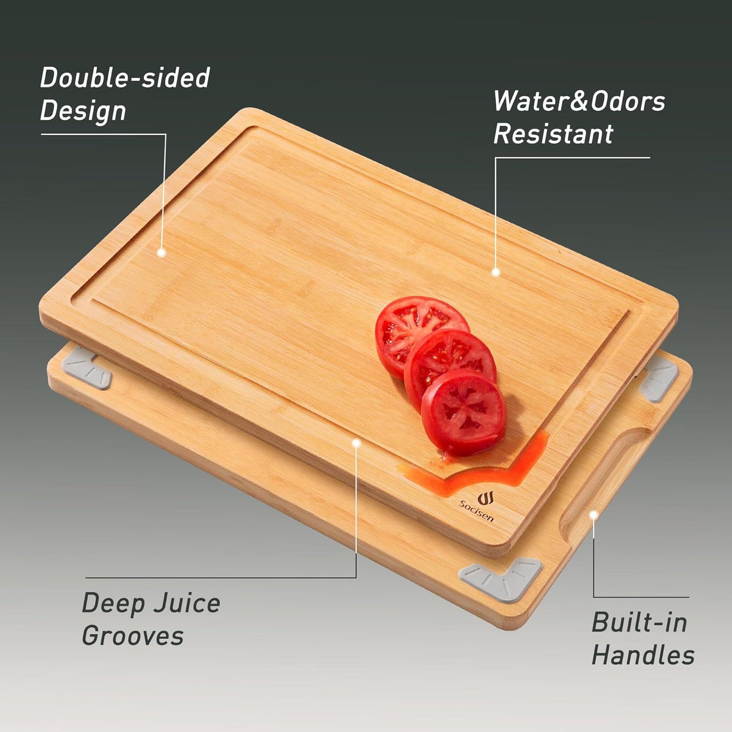 3 Packs Bamboo Cutting Board Set with Non Slip Feet Holder and Over Sink Nice Solid Thick Wood Juice Groove Chopping Board Extra Large Big Small Best Hardwood Kitchen Organic Vegetable Meat BBQ Kit