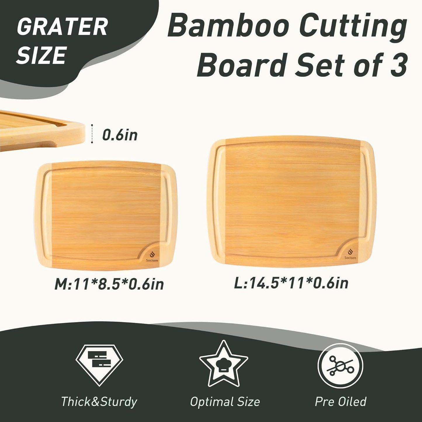 3 Packs Bamboo Cutting Board Set with Non Slip Feet Holder and Over Sink Nice Solid Thick Wood Juice Groove Chopping Board Extra Large Big Small Best Hardwood Kitchen Organic Vegetable Meat BBQ Kit