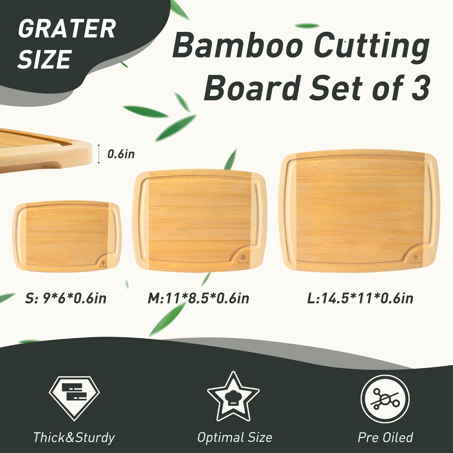 3 Packs Bamboo Cutting Board Set with Non Slip Feet Holder and Over Sink Nice Solid Thick Wood Juice Groove Chopping Board Extra Large Big Small Best Hardwood Kitchen Organic Vegetable Meat BBQ Kit