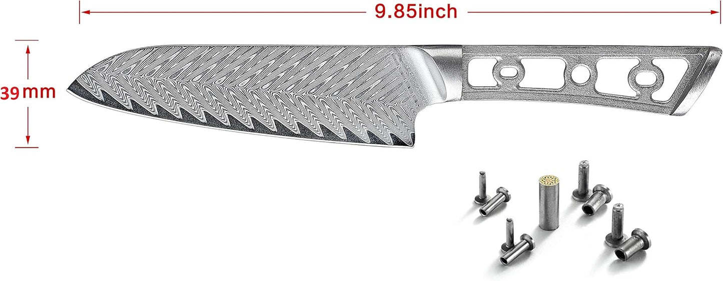 KATSURA Woodworking Project Kit – Gyuto Chef Knife Blank – 8 Inch with 50mm wide blade – Japanese Premium AUS 10, 67 Layers Damascus Steel – Thunder-X Series – NO LOGO