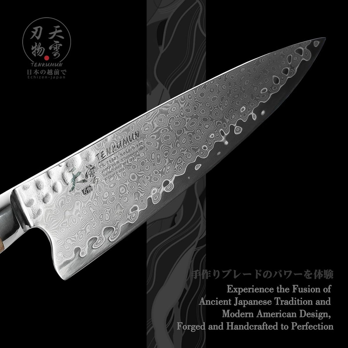 Japanese Gyutou Knife Pro. Handcrafted 8 inch Chef Knife Handmade Forged Knife Japan VG-10 Damascus Steel -Kokoro ser.