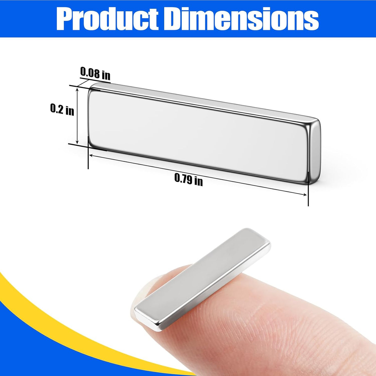 Strong Magnets with Adhesive Backing, 16 Pack 60x10x3mm, Heavy Duty | Neodymium bar magnets with a slim mounting profile; for garage storage, cabinet closures, shower doors and wall signs
