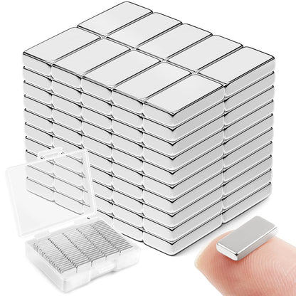 Strong Magnets with Adhesive Backing, 16 Pack 60x10x3mm, Heavy Duty | Neodymium bar magnets with a slim mounting profile; for garage storage, cabinet closures, shower doors and wall signs