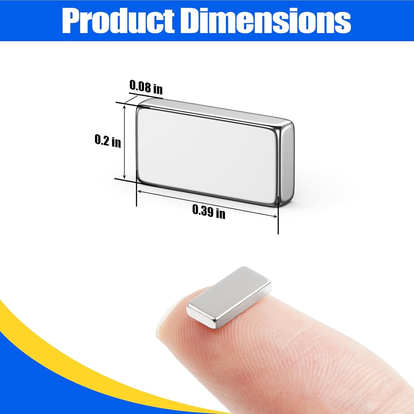 Strong Magnets with Adhesive Backing, 16 Pack 60x10x3mm, Heavy Duty | Neodymium bar magnets with a slim mounting profile; for garage storage, cabinet closures, shower doors and wall signs