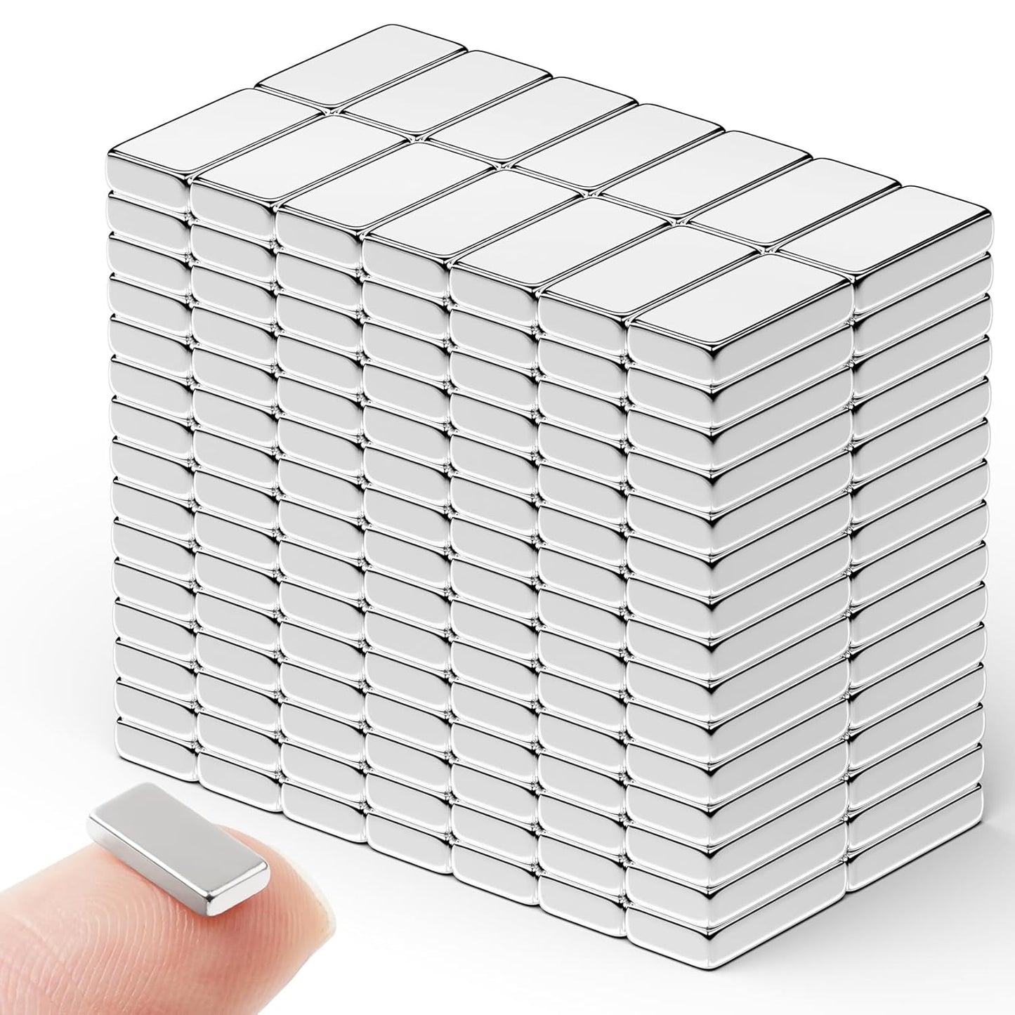 Strong Magnets with Adhesive Backing, 16 Pack 60x10x3mm, Heavy Duty | Neodymium bar magnets with a slim mounting profile; for garage storage, cabinet closures, shower doors and wall signs