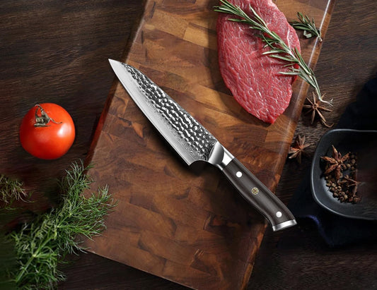 Paring Knife, Damascus Utility Knife 5 inch, Japanese VG10 Steel Core Ultra Sharp Peeling Knife with Ebony Handle, Hand Made with Gift Box, Holiday Gifts