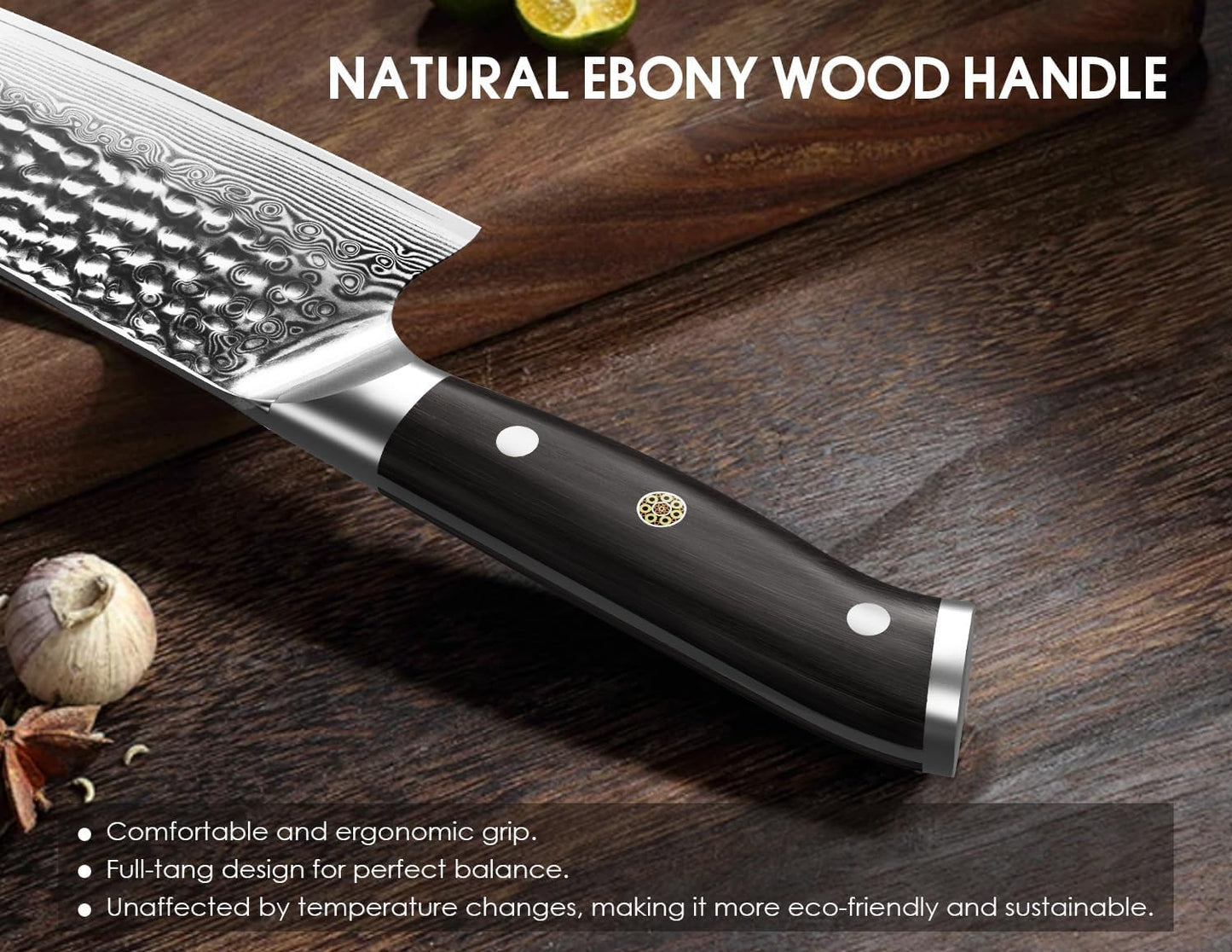 Paring Knife, Damascus Utility Knife 5 inch, Japanese VG10 Steel Core Ultra Sharp Peeling Knife with Ebony Handle, Hand Made with Gift Box, Holiday Gifts
