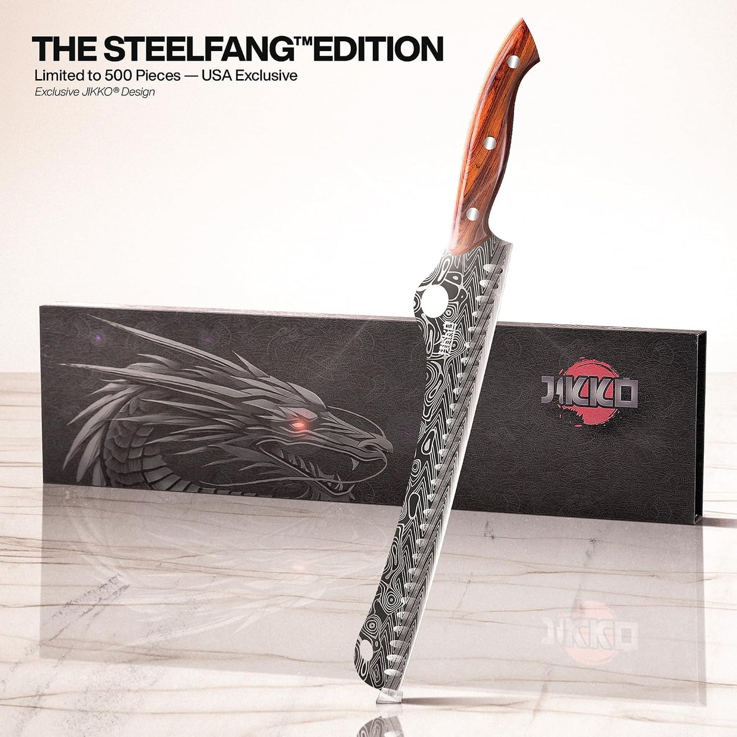 ® SteelFang Edition – Japanese Brisket Knife 12" with Rosewood Handle | Premium Butcher & Carving Knife for Meat, BBQ, and Brisket Slicing – Ultra Sharp High-Carbon Stainless Steel Blade