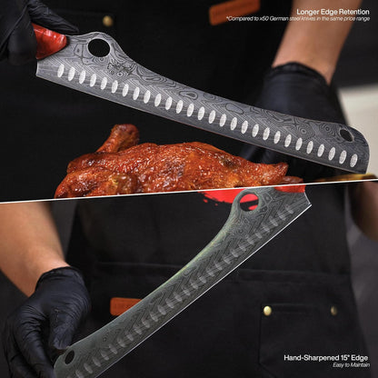 ® SteelFang Edition – Japanese Brisket Knife 12" with Rosewood Handle | Premium Butcher & Carving Knife for Meat, BBQ, and Brisket Slicing – Ultra Sharp High-Carbon Stainless Steel Blade