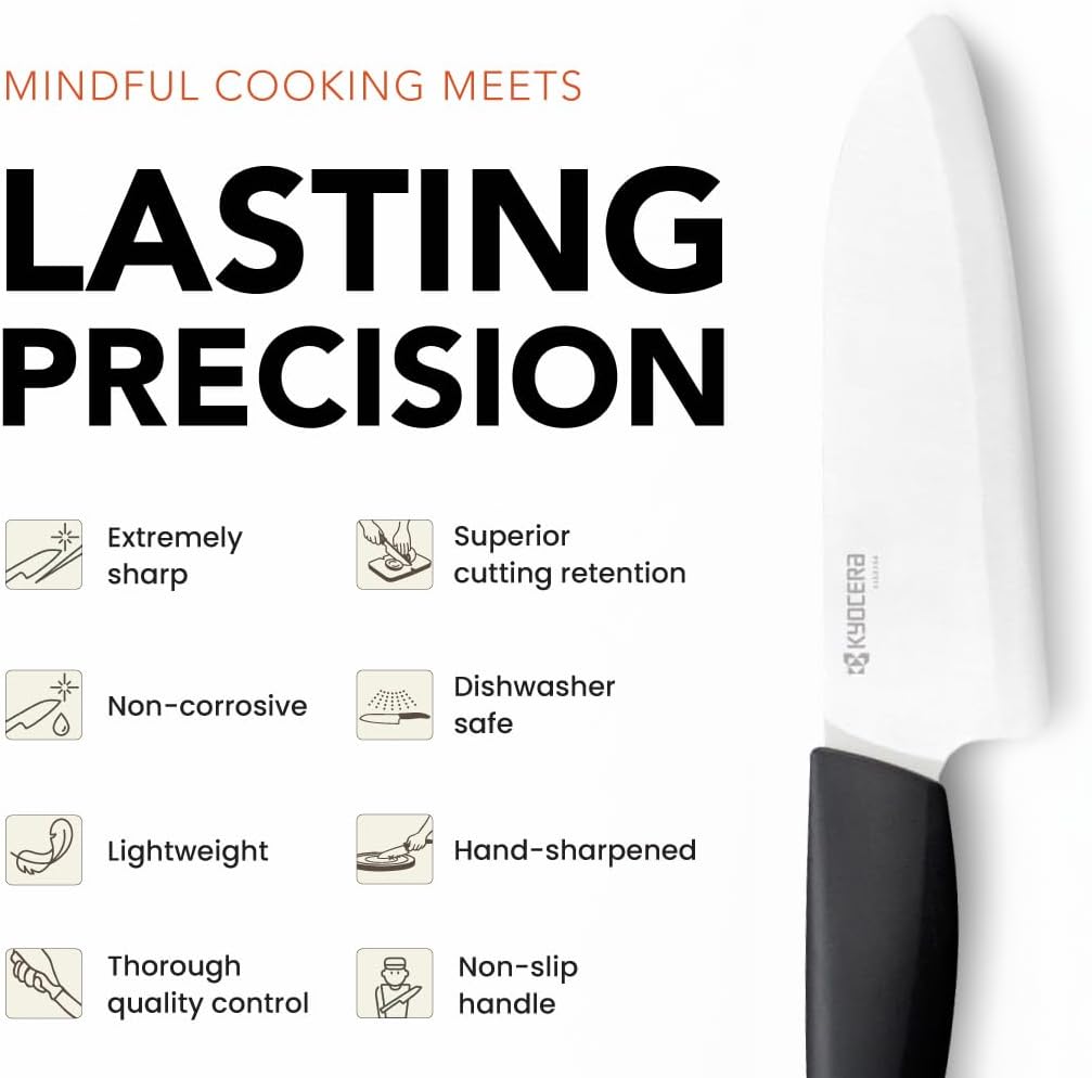 FK-140-WH Ceramic Santoku, Chef Knife for Your Cooking Needs, 5.5”, White