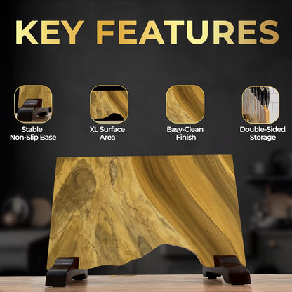 Magnetic Knife Block Double Sided Holder East Indian Walnut Black Resin Dual Surface Magnet Storage for Knives on Kitchen Countertop Holds Up To 20 Knives