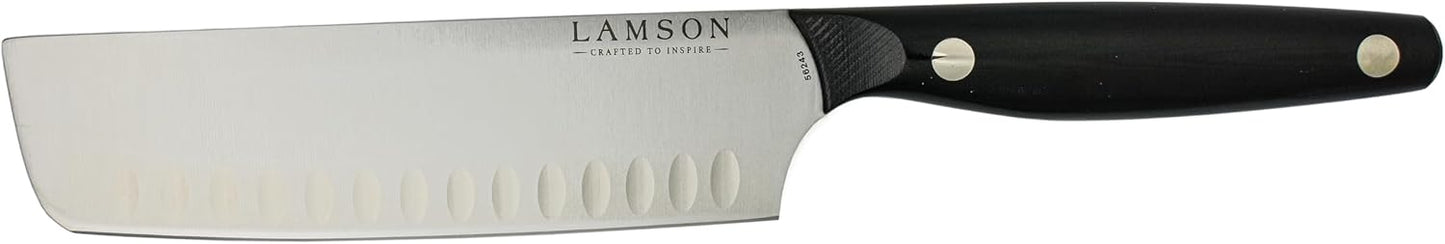 Lamson 7" Vintage Nakiri Knife with Kullenschliff (Hollow) Edge with Walnut Handle