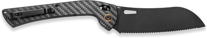 foldable chef's knife, AUS-8 stainless steel with black titanium plating, carbon fiber handle with back clip, portable outdoor folding fruit petty knife