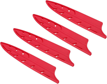 ABS Safety Knife Cover Sleeves for 8" Chef Knife, Universal Chopping Edge Guard Blade Protector Sheath for Kitchen Bar, Red, 19.7cm L, Pack of 4
