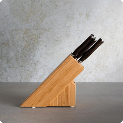 Premier 8 Piece Professional Block Set | Includes 6 Premier Knives, Honing Steel and 11-Slot Bamboo Knife Block, Handcrafted, Pakkawood Handle