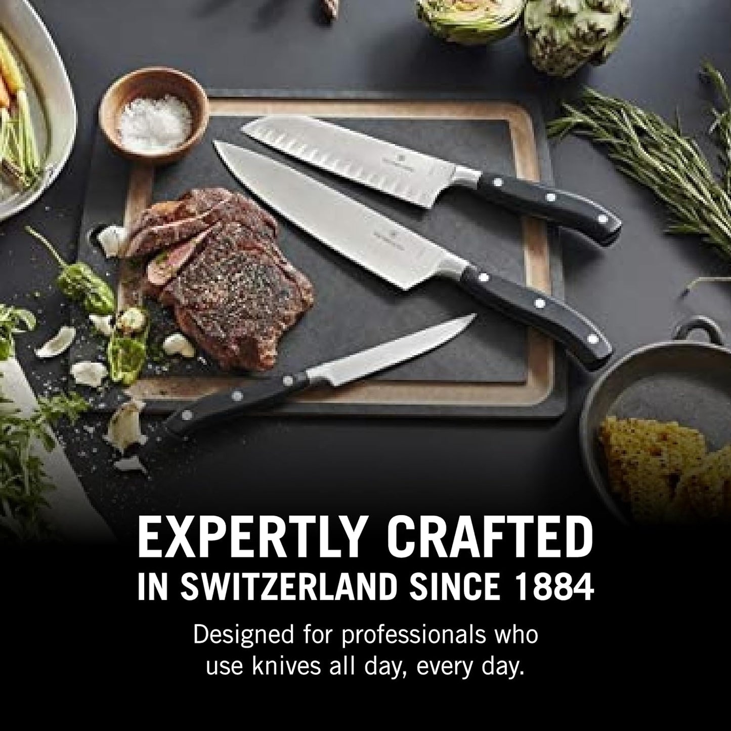 Grand Maître 6" Chef's Knife - Stainless Steel Kitchen Slicer | high-carbon blade with ergonomic non-slip handle. Professional Swiss quality for meat and vegetable prep
