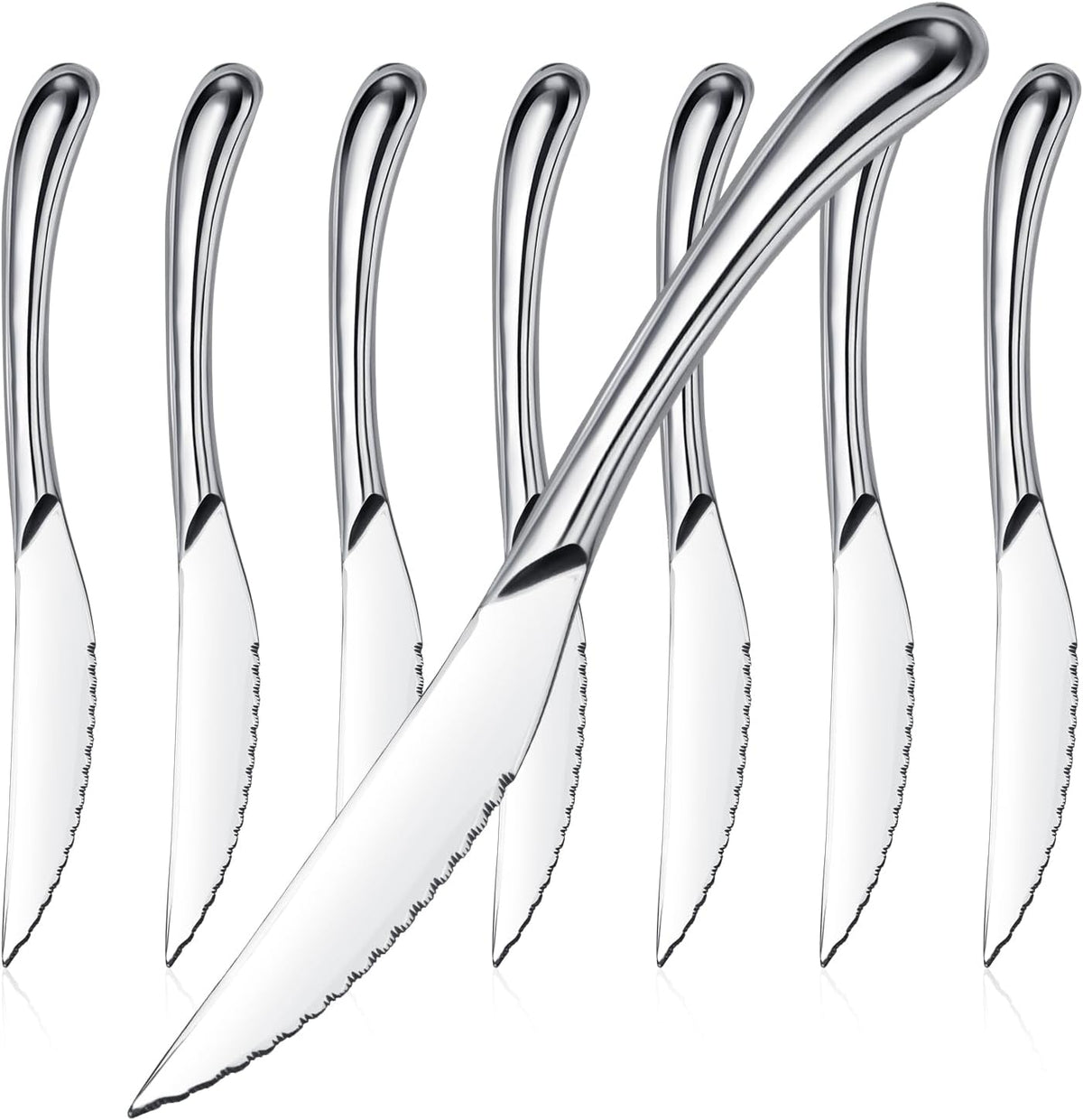Steak Knives Set of 8, Sharp Serrated Steak Knives with Solid Handle, Premium High Carbon Stainless Steel Steak Knife Set