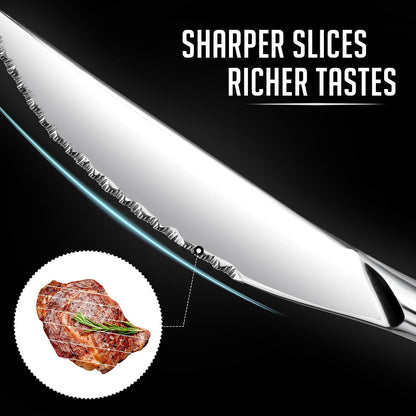 Steak Knives Set of 8, Sharp Serrated Steak Knives with Solid Handle, Premium High Carbon Stainless Steel Steak Knife Set