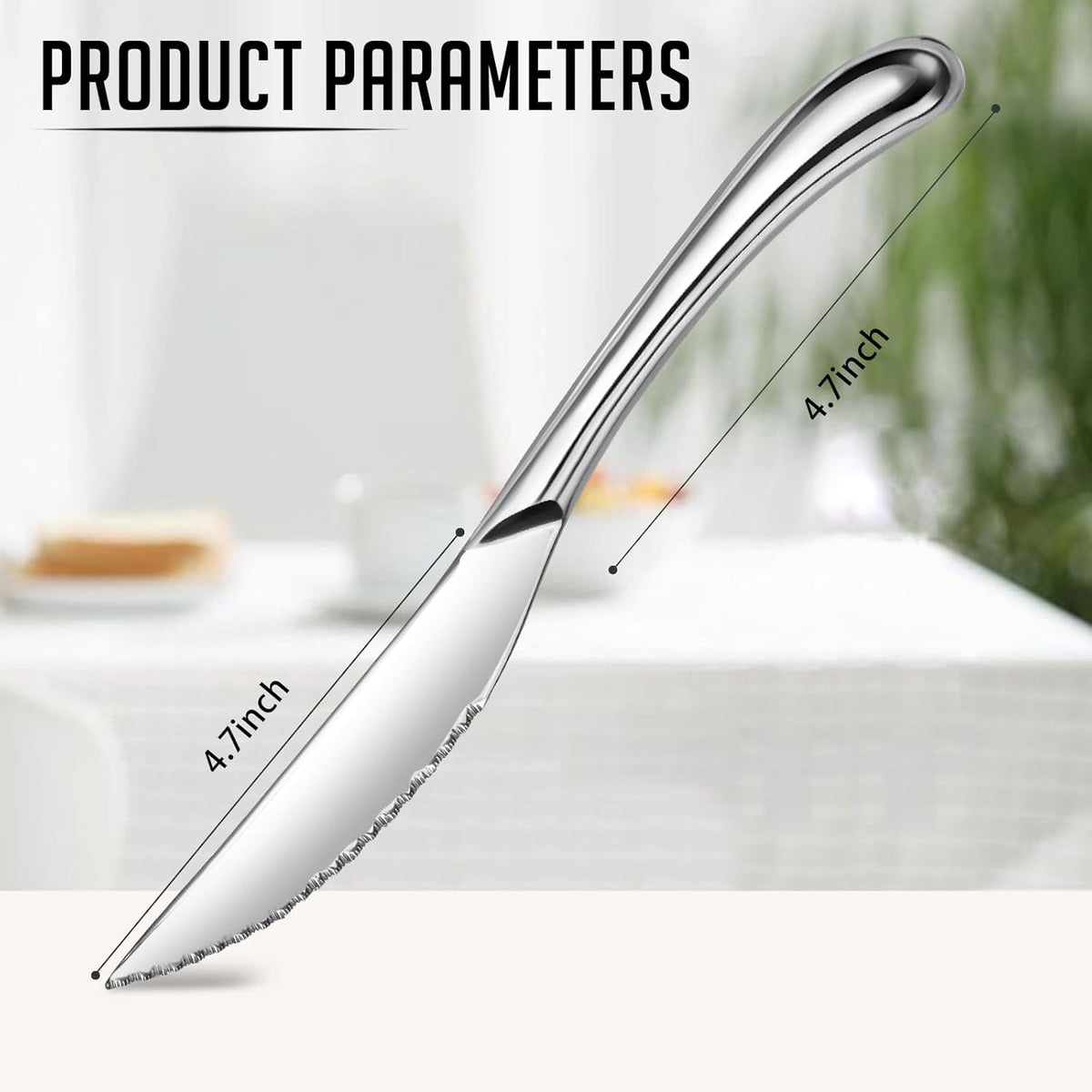 Steak Knives Set of 8, Sharp Serrated Steak Knives with Solid Handle, Premium High Carbon Stainless Steel Steak Knife Set