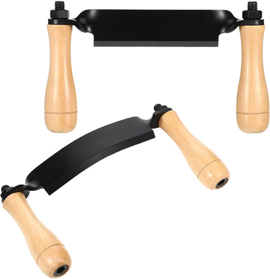 2 Pcs 5 Inch Draw Shave Knife Set Draw Shave Knife Straight and Curved Woodworking Debarking Hand Tool Wood Razor Shaving Wood Barking Tool for Men(Straight, Curved)