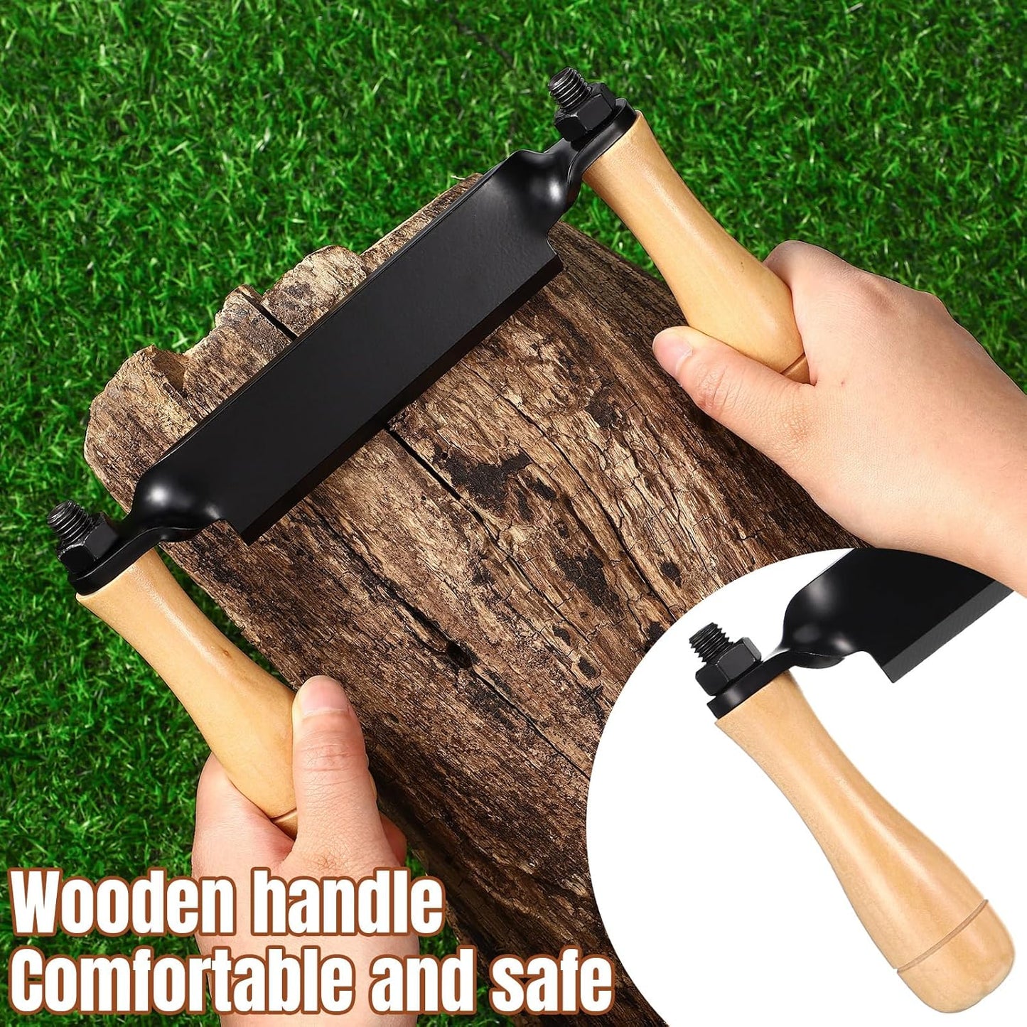 2 Pcs 5 Inch Draw Shave Knife Set Draw Shave Knife Straight and Curved Woodworking Debarking Hand Tool Wood Razor Shaving Wood Barking Tool for Men(Straight, Curved)