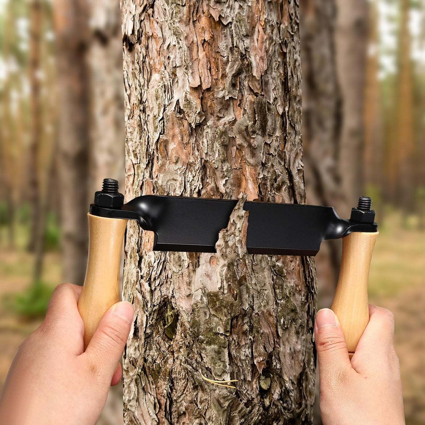 2 Pcs 5 Inch Draw Shave Knife Set Draw Shave Knife Straight and Curved Woodworking Debarking Hand Tool Wood Razor Shaving Wood Barking Tool for Men(Straight, Curved)