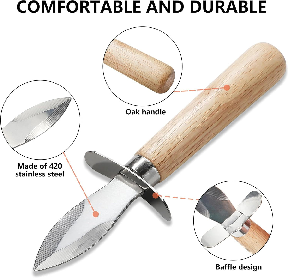 Oyster Knife Stainless Steel Oyster Shucking Knife Set of 4 for Seafood Tools