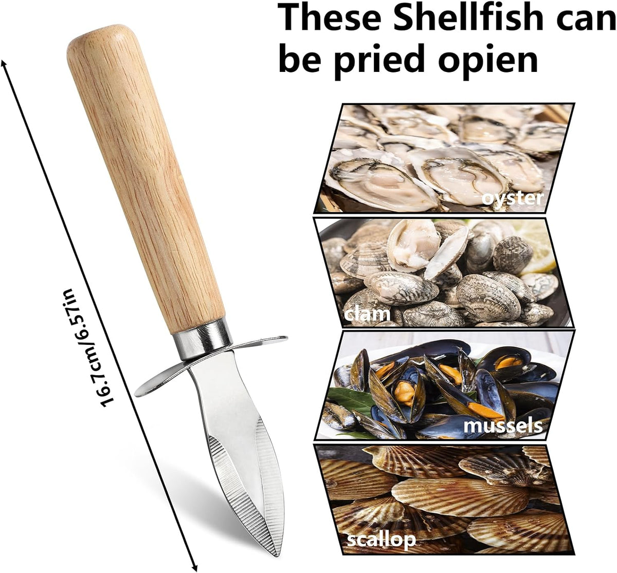 Oyster Knife Stainless Steel Oyster Shucking Knife Set of 4 for Seafood Tools