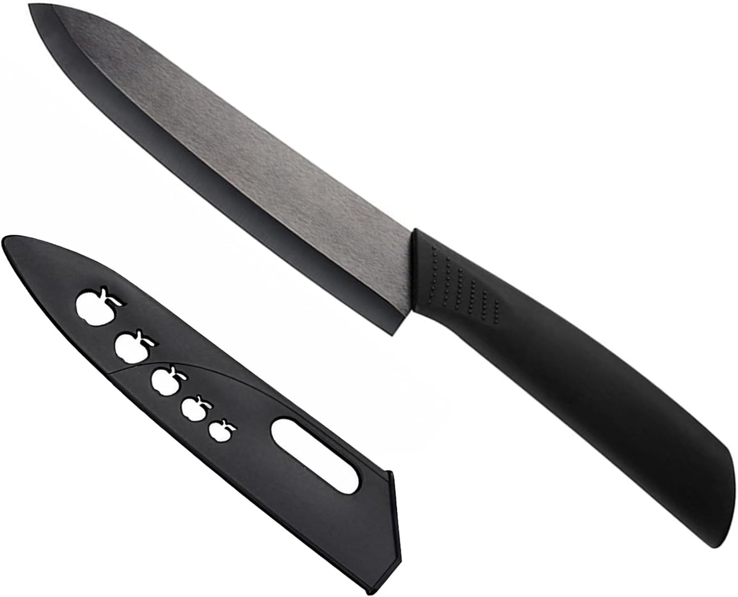 Ceramic Bread Knife - 6" Sharp Blade Serrated Kitchen Knife with Cover,Black Blade