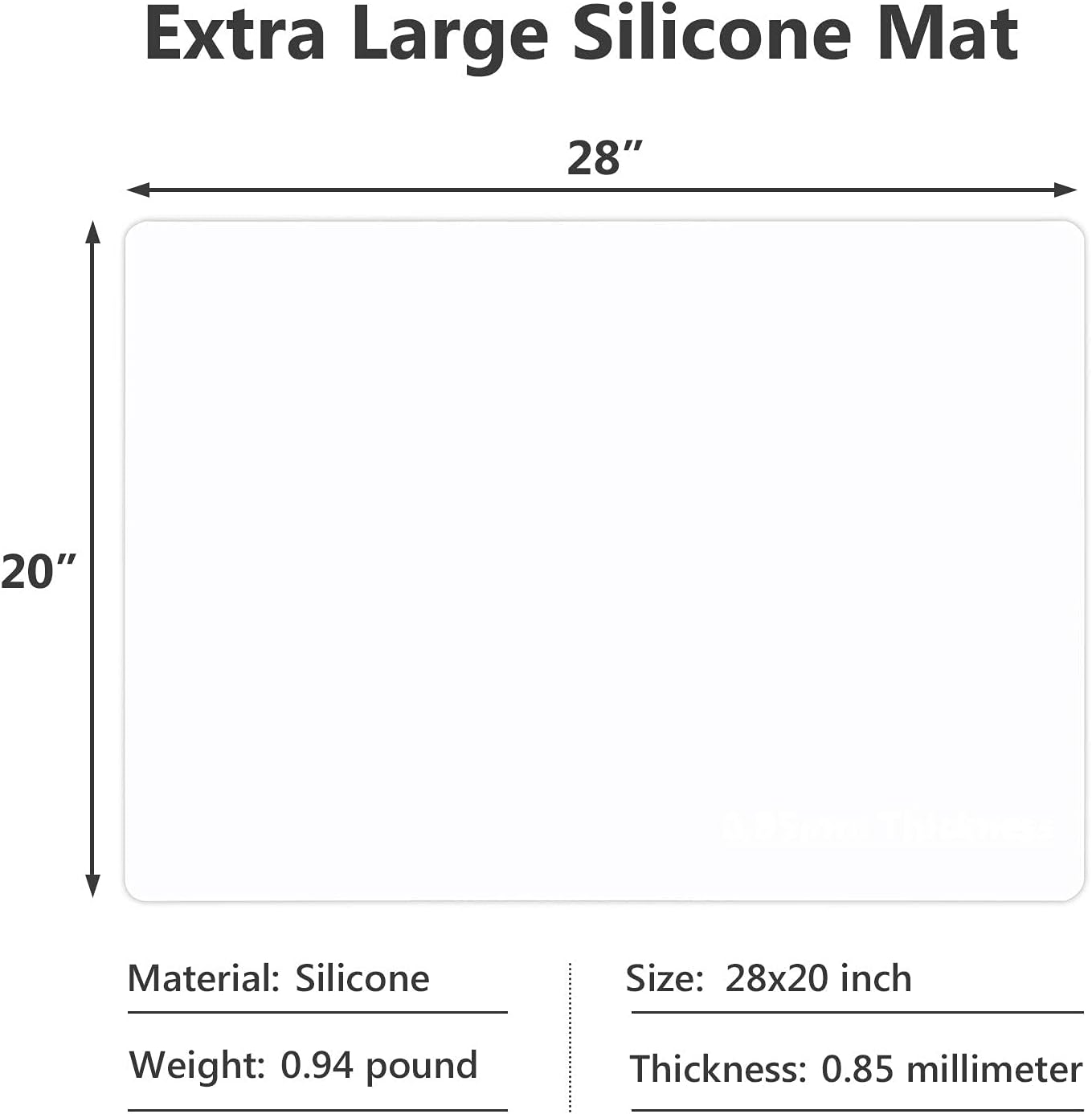 Gartful 25“x17”x0.03“ Silicone Mats for Kitchen Counter, Large Silicone Countertop Protector, Nonskid Heat Resistant Desk Saver Pad, Multipurpose Mat, Placemat, Dark Gray