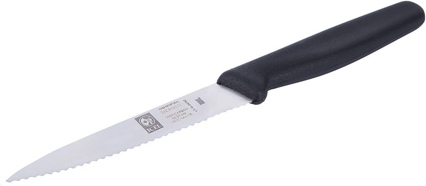 ICEL 4 Inch Paring Knife, Serrated Edge - Point Tip - High Carbon German Stainless Steel Razor-Sharp Blade, Yellow Handle