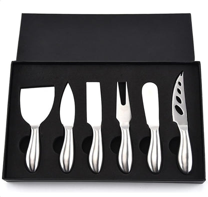 6-Piece Cheese Knife Set, Premium Stainless Steel Cheese Knives with Gift Box, Cheese and Charcuterie Board Collection matching tools (cheese knife set of 6)