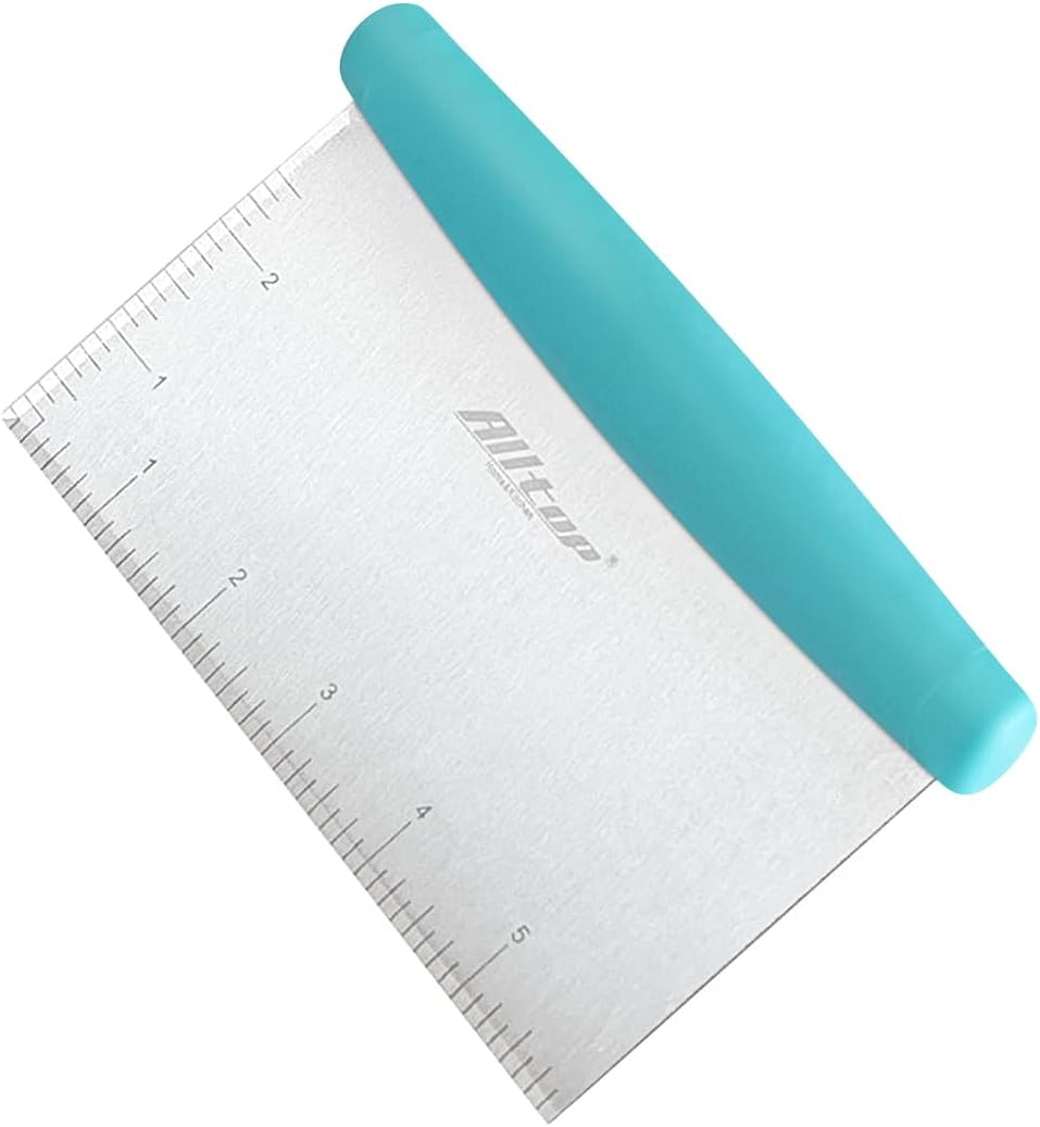 ALLTOP Bench Scraper & Chopper - Baking Essentials,Stainless Steel Blade Knife,Ideal Kitchen Tool for Home Baking and Meal Prep, Bread Making, Pasta,Pastry,Dough and Cake - Set of 2 Pack
