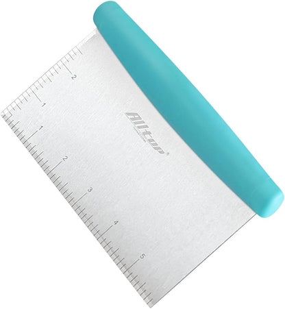 ALLTOP Bench Scraper & Chopper - Baking Essentials,Stainless Steel Blade Knife,Ideal Kitchen Tool for Home Baking and Meal Prep, Bread Making, Pasta,Pastry,Dough and Cake - Set of 2 Pack