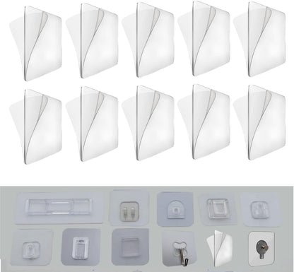 12 PCS Wall Mounted Replacement Sticky pads for Kitchen Bathroom Shower Caddy Organizer Rack Holder Nail Free Adhesive Hooks (Square)