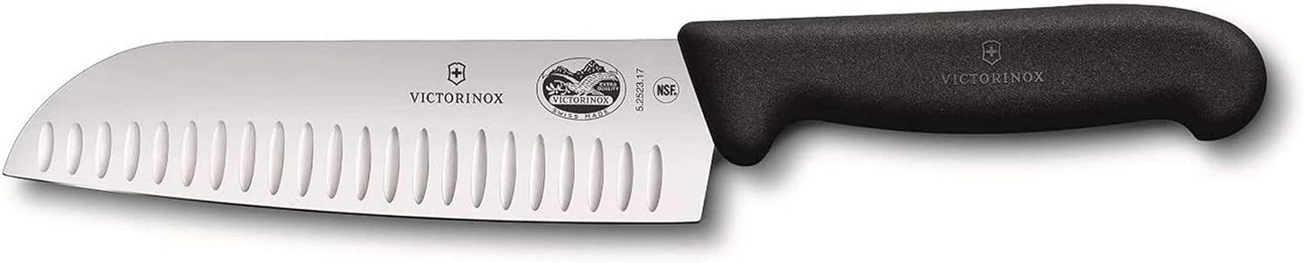 Victorinox VIC-5.2523.17US2 Fibrox Pro Santoku 7" Granton Blade 1½" width at handle Black,Multi