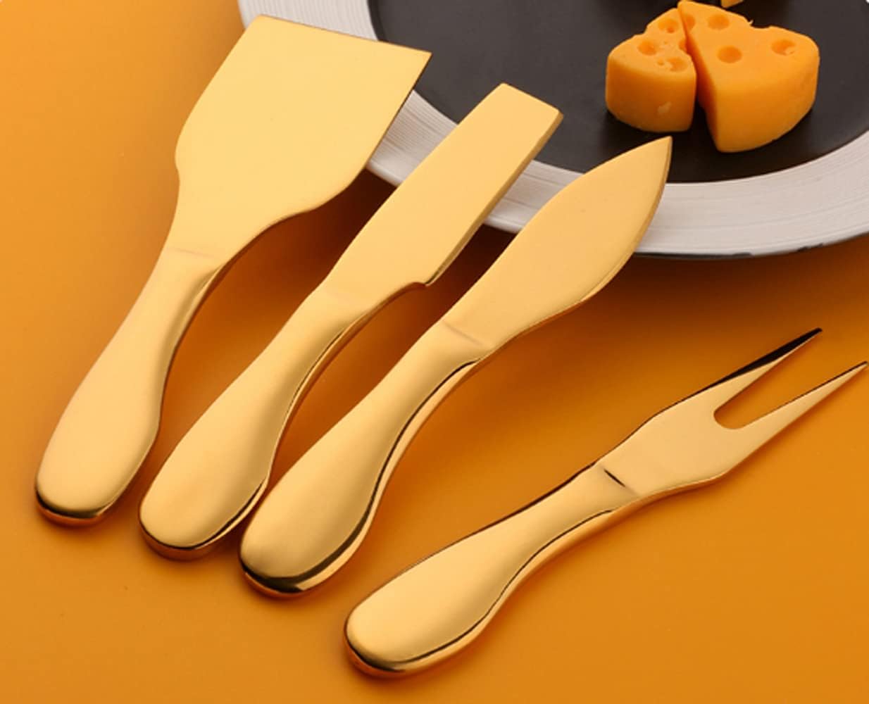 Black Cheese Knives Set 6 Piece Slicer Cutter Fork Spreader Tool Collection Stainless Steel
