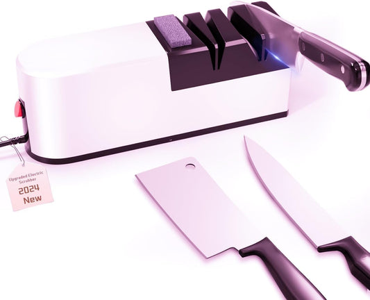 Electric knife sharpener, 5 in 1 knife sharpening system with straight blade, professional diamond knife sharpener FOR rough sharpening, repair and sharpening of knives (LG2)